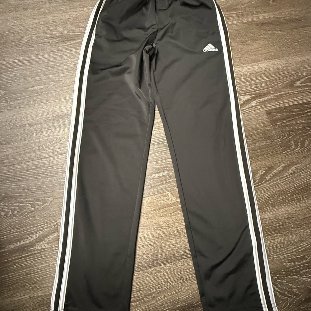 Adidas Boys  Black Joggers with White Stripes